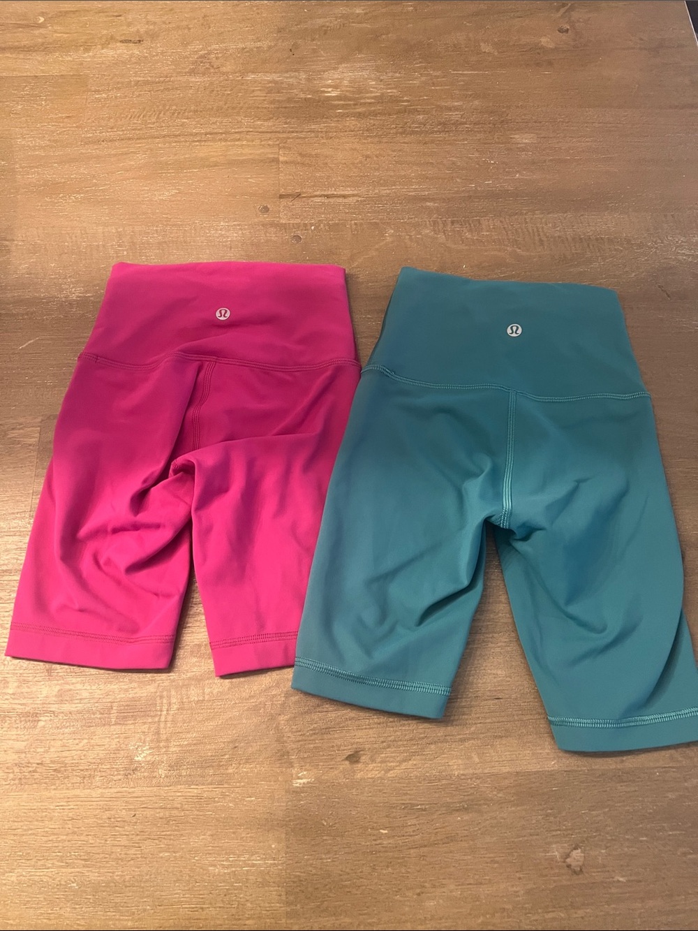 Lululemon women’s High-Rise Athletic Shorts — Pink & Teal